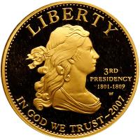 2007-W First Spouse - Jefferson's Liberty $10 Gold Proof Coin