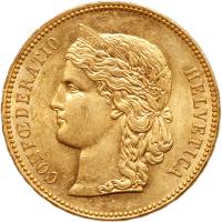 Switzerland. 20 Francs, 1895-B Brilliant Unc