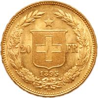 Switzerland. 20 Francs, 1895-B Brilliant Unc - 2