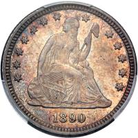 1890 Liberty Seated 25C PCGS MS64