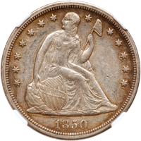 1850-O Liberty Seated $1 NGC AU53