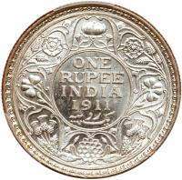 India-British. Rupee, 1911 (B) PCGS MS63 - 2