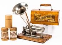 Columbia Phonograph Co.: The Graphaphone Type B Player, Great Condition, Mechanism Operates, Displays Great. With 3 Wax Cylinder