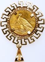 Lady's Striking $5 Gold Coin Pendant in Custom, 14K Yellow Gold, Bezel - 2