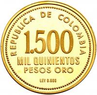 Colombia. 1500 Pesos, 1973 Choice Brilliant Proof - 2