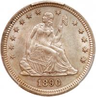 1890 Liberty Seated 25C PCGS MS64