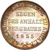 German States: Anhalt-Bernburg. Mining Taler, 1855 NGC Unc Details - 2