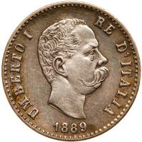 Italy. 50 Centesimi, 1889 EF Details