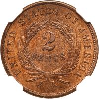 1864 2C. Sm Motto NGC MS66 RB - 2