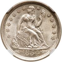 1854-O Liberty Seated 10C NGC MS67