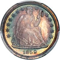 1859 Liberty Seated 10C PCGS Proof 67