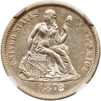 1872-CC Liberty Seated 10C NGC AU55