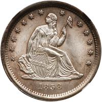 1838 Liberty Seated 25C NGC MS65