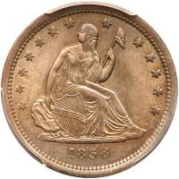 1838 Liberty Seated 25C PCGS MS64