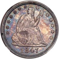 1847 Liberty Seated 25C NGC Proof 66