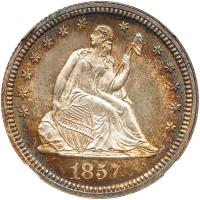 1857 Liberty Seated 25C NGC MS67