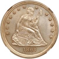 1863 Liberty Seated 25C NGC MS66