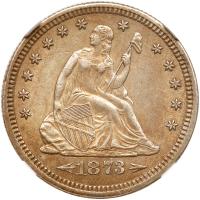 1873-CC Liberty Seated 25C. Arrows NGC AU55