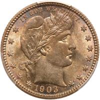 1903 Barber 25C PCGS MS66