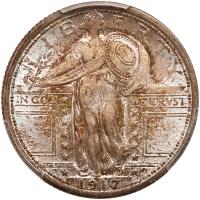 1917 Liberty Standing 25C. Type 1 PCGS MS67