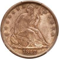 1842 Liberty Seated 50C. Med Date PCGS MS65