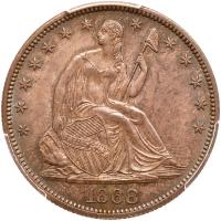 1868 Liberty Seated 50C PCGS MS65