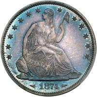 1874 Liberty Seated 50C. Arrows PCGS Proof 66