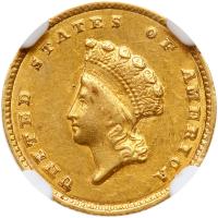 1855-C $1 Gold Indian NGC AU58