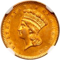 1858-S $1 Gold Indian NGC MS62