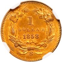 1858-S $1 Gold Indian NGC MS62 - 2