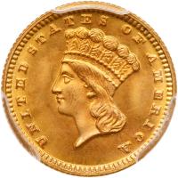 1870 $1 Gold Indian PCGS MS67