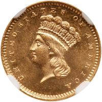 1870-S $1 Gold Indian NGC MS65