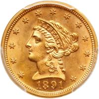 1891 $2.50 Liberty PCGS MS65