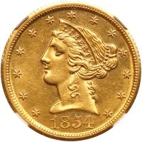 1854-D $5 Liberty NGC MS61