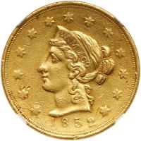 1852 Wass, Molitor & Co. (San Francisco) $10 Gold. Large head NGC AU58