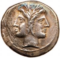 Anonymous. Silver Quadrigatus (6.38 g), ca. 225-214 BC About VF