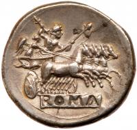 Anonymous. Silver Quadrigatus (6.38 g), ca. 225-214 BC About VF - 2