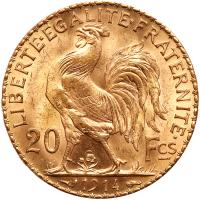 France. 20 Francs, 1914 Choice Brilliant Unc - 2