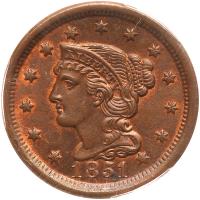 1851 N-17 R2 PCGS graded MS63 Brown