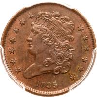 1835 C-1 R1 Repunched 5 PCGS graded AU58