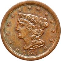 1851 C-1 R1 Second 1 Repunched AU58