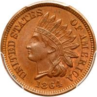 1864 Indian Head 1C. Bronze PCGS MS64 BR