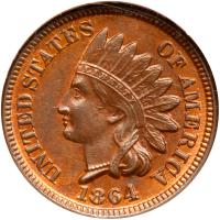 1864 Indian Head 1C. Bronze NGC MS63 BR