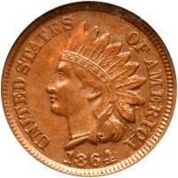 1864 Indian Head 1C. Bronze ANACS EF40