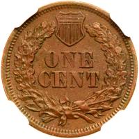 1864 Indian Head 1C. Bronze, with L NGC AU58 BR - 2