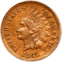 1864 Indian Head 1C. Bronze, with L ANACS AU58