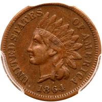 1864 Indian Head 1C. Bronze, with L PCGS VF35