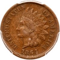1864 Indian Head 1C. Bronze, with L PCGS VF35