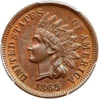 1865 Indian Head 1C. Plain 5 PCGS MS63 BR