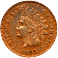 1865 Indian Head 1C. Plain 5 ICG EF40